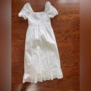 J. Crew White Smocked Dress